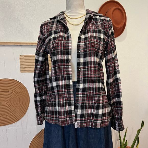 Woolrich Black & Red Cotton Checkered Plaid Print Button Front Long Sleeve Shirt - Picture 12 of 12